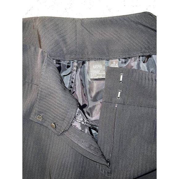 Kasper Pants Womens 16 Wide Subtle Stripe High Rise Trouser Flatter Minimalist - Picture 4 of 9